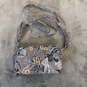 Vera Bradley Triple Compartment Crossbody Wallet Rain Forest Toile Twill